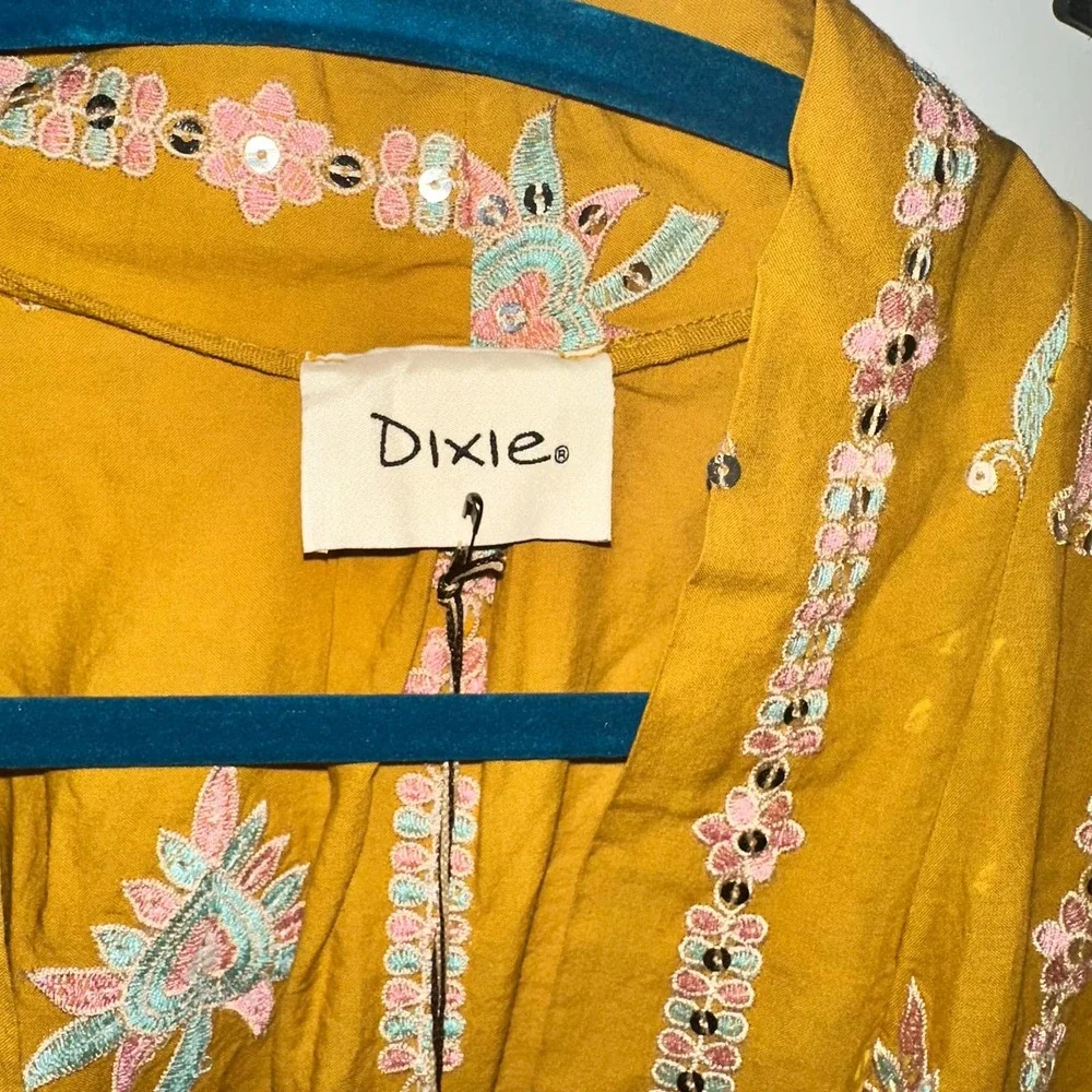 DIXIE MUSTARD MULTICOLOR BOHO WRAP DRESS - Picture 3 of 4
